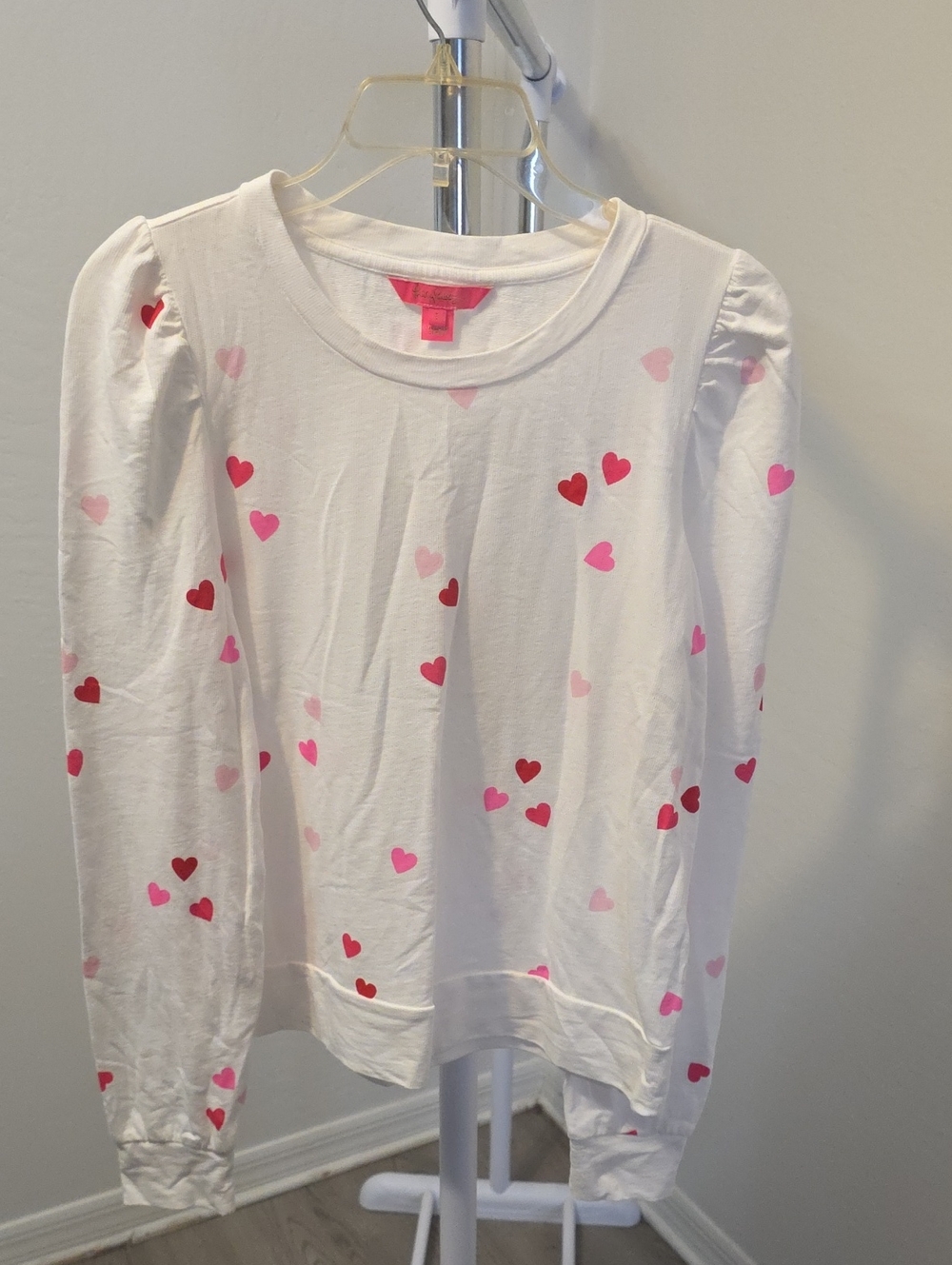 Lilly Pulitzer White Long-Sleeve Tee with Pink & Red Hearts